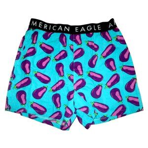 American Eagle Mens Stretch Boxer M Eggplant Print 4" Inseam Lightweight NWT #5‎
